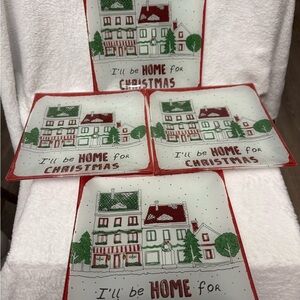 Festive Home Holiday Glass Plate Set Of 4